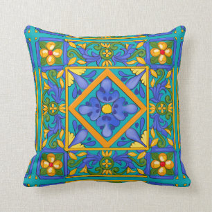 Summer ,Sicilian tiles ,majolica,Mediterranean Cushion