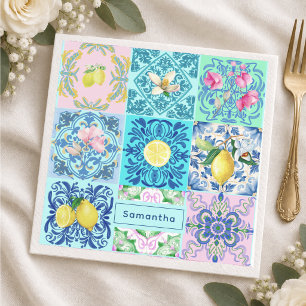 Summer Sicilian Turquoise Azulejo Amalfi Napkin