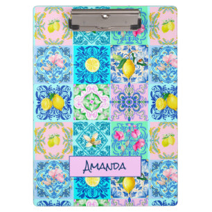 Summer Sicilian turquoise colourful azulejo Amalfi Clipboard