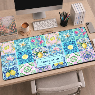 Summer Sicilian turquoise colourful azulejo Amalfi Desk Mat
