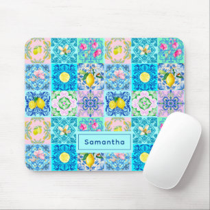 Summer Sicilian turquoise colourful azulejo Amalfi Mouse Pad