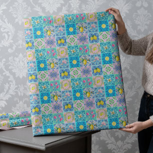 Summer Sicilian turquoise colourful azulejo Amalfi Wrapping Paper