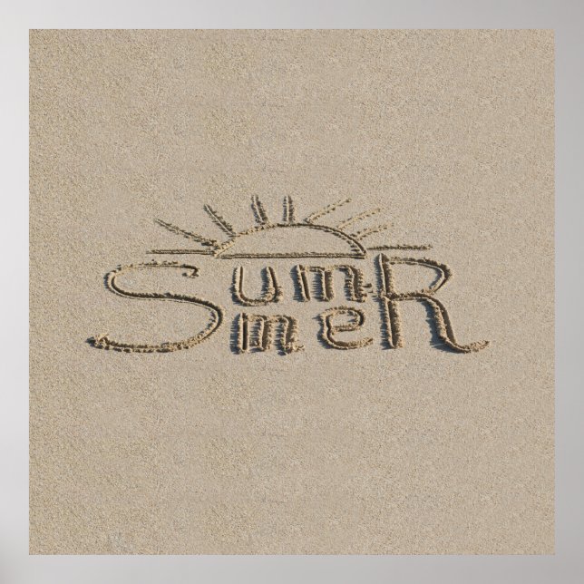 Summer sign carved on the beach sand (Front)