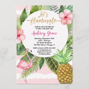 Summer sip and see, pink gold meet greet baby girl invitation