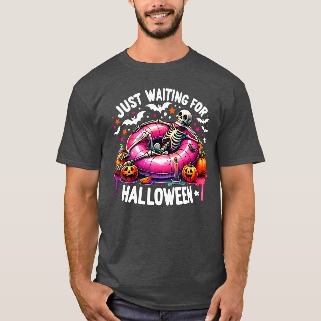 Summer Skeleton O Lantern Just Waiting For Hallowe T-Shirt (Front)