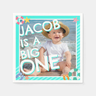 Summer Sky Blue Boys 1st Birthday  Napkin