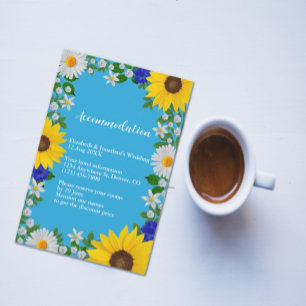 Summer Sky Blue Floral Wedding Accommodation Enclosure Card