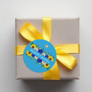 Summer Sky Blue Floral Wedding Favour Tags