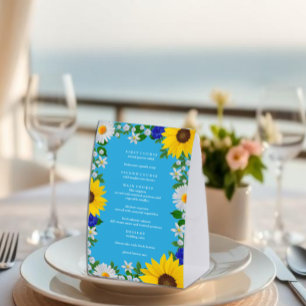 Summer Sky Blue Floral Wedding Menu