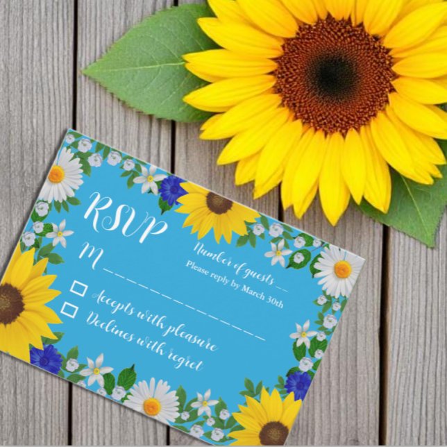 Summer Sky Blue Floral Wedding RSVP Card (Creator Uploaded)