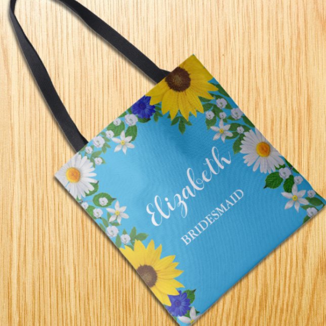 Summer Sky Blue Floral Wedding Tote Bag (Creator Uploaded)