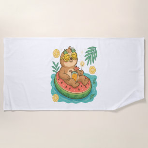 Summer Sloth Pool Float Beach Towel