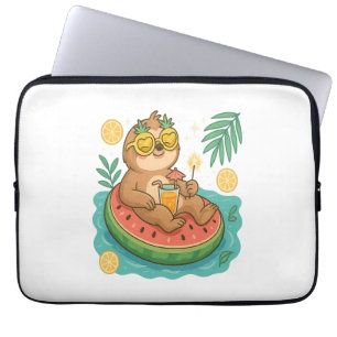 Summer Sloth Pool Float Laptop Sleeve