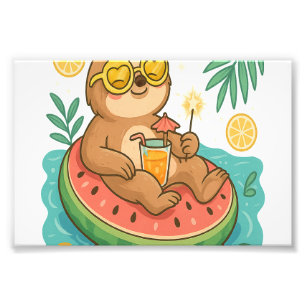 Summer Sloth Pool Float Photo Print