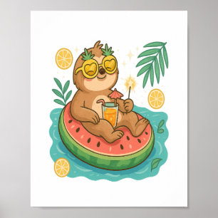 Summer Sloth Pool Float Poster