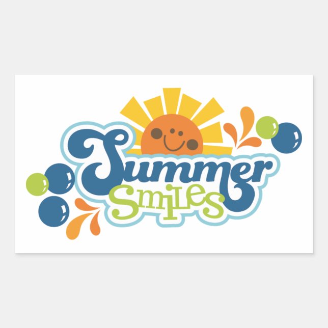 Summer Smiles Rectangular Sticker (Front)