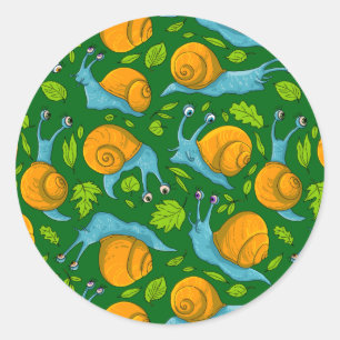 Summer snails classic round sticker