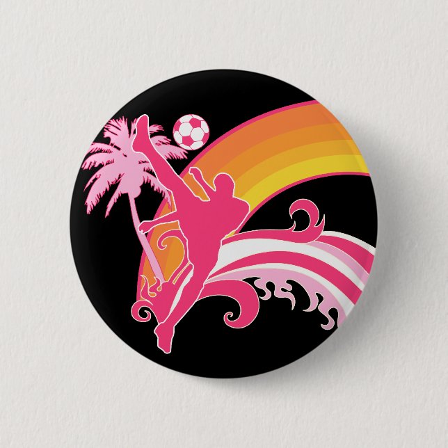 summer soccer. 6 cm round badge (Front)