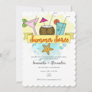 Summer Soirée Cocktail Pool Beach Rehearsal Dinner Invitation