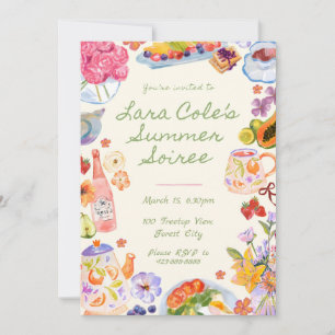Summer Soiree Invitation Hand drawn Food Drink Tea