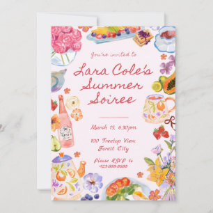 Summer Soiree Invitation Hand drawn Food Drink Tea