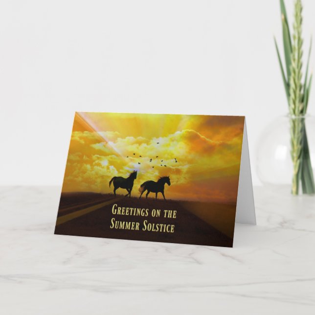 Summer Solstice Blessings Card with Horses (Front)