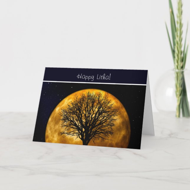 Summer Solstice Blessings with tree and moon Card (Front)
