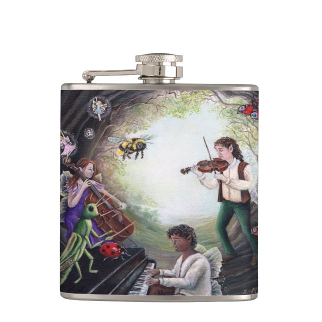 Summer Solstice Fairy Concert Hip Flask (Front)