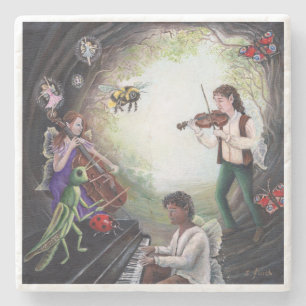 Summer Solstice Fairy Concert Stone Coaster