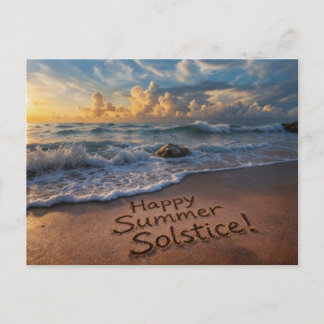 Summer Solstice Greetings Beach Writing  Postcard