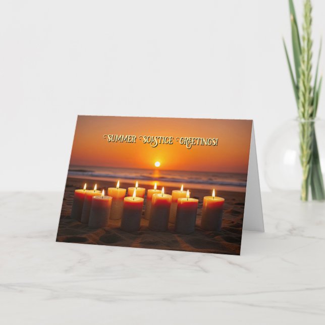 Summer Solstice Litha Happy Midsummers Eve Candles Card (Front)