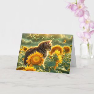Summer Solstice Litha Midsummers Eve Cute Cat Card