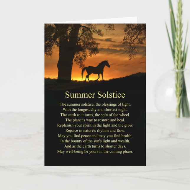 Summer Solstice Mid Summers Eve Oak Tree Horse Card (Front)