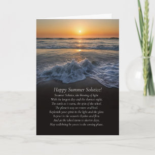 Summer Solstice Ocean and Beach with Waves Poem Card