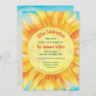 Summer Solstice Sunflower Sun Wiccan Litha Party Invitation