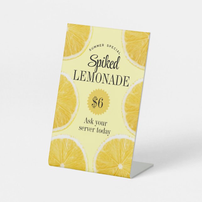 Summer Spiked Lemonade Bar Restaurant Special Pedestal Sign (Front)