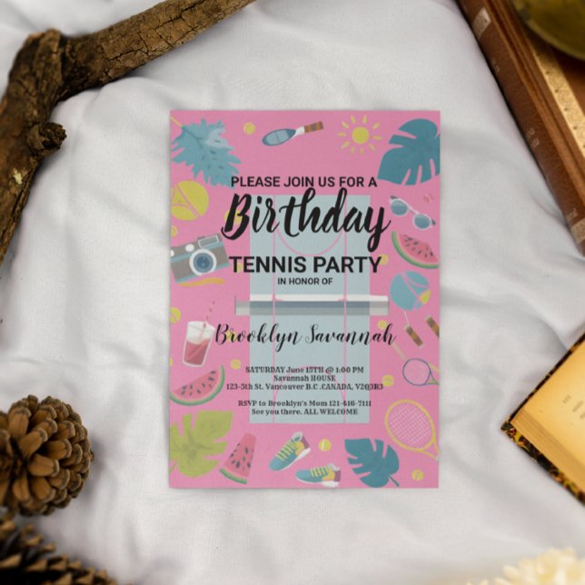 Summer Splash Birthday Tennis Party Postcard (Creator Uploaded)