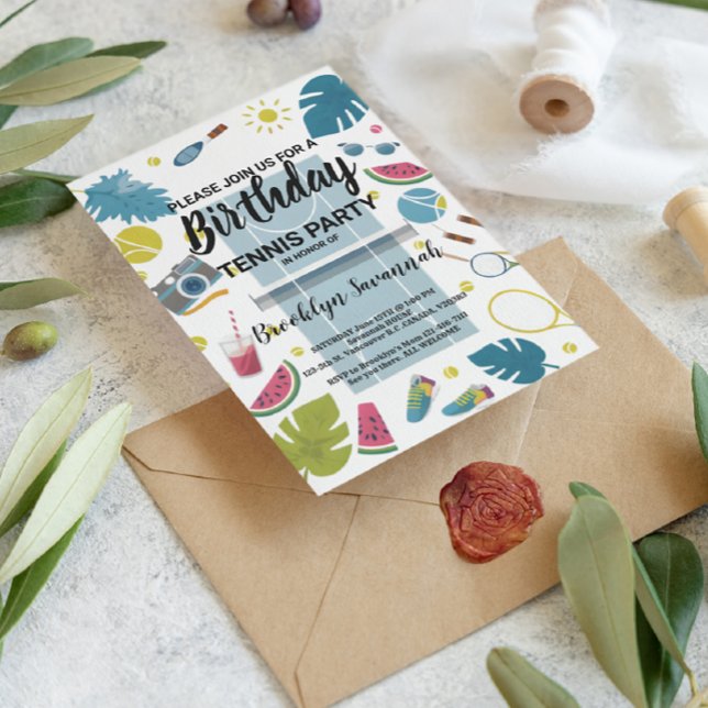 Summer Splash Birthday Tennis Party Postcard (Creator Uploaded)