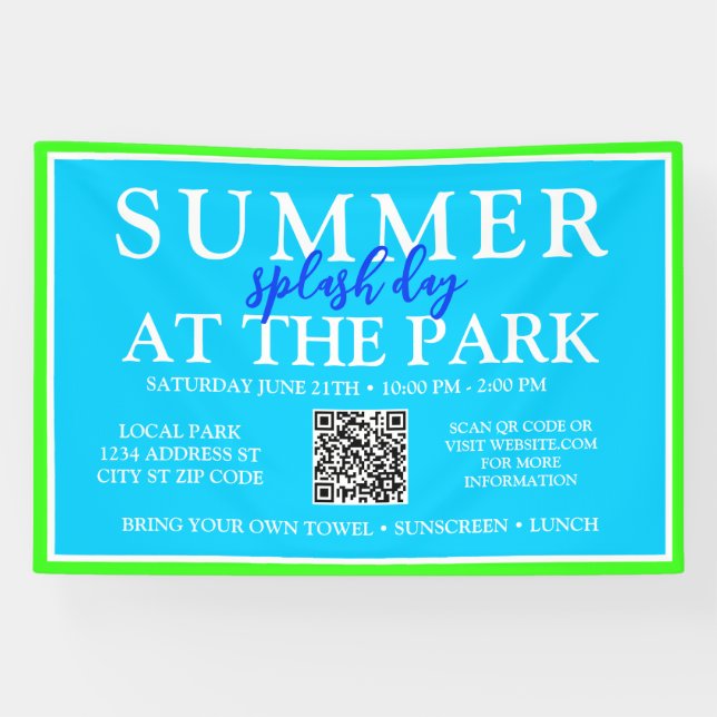 Summer Splash Day at the Park | Outdoor Event Sign (Horizontal)