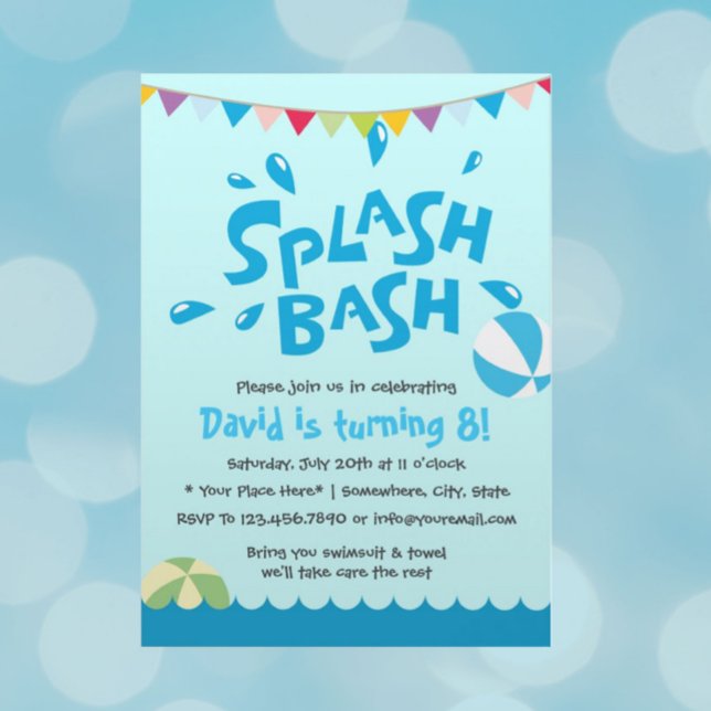 Summer Splash Pool Party Boys Birthday Invitation (Creator Uploaded)