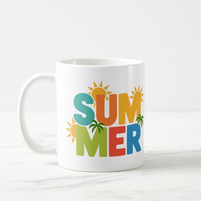 SUMMER Split Pop – Colorful Tropical Vibes Coffee Mug (Left)