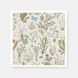 Summer Spring Floral Wildflowers and Herb Napkin