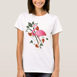 Summer Spring Flower Women's Pink Flamingo  T-Shirt