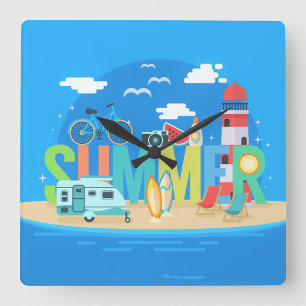 Summer Square Wall Clock
