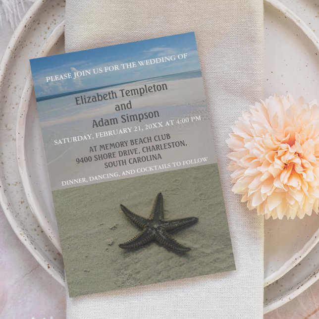 Summer Starfish Beach Wedding Invitations (Creator Uploaded)