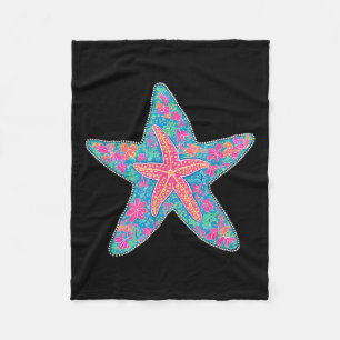 Summer Starfish,preppy Coastal Summer Funny Gift W Fleece Blanket
