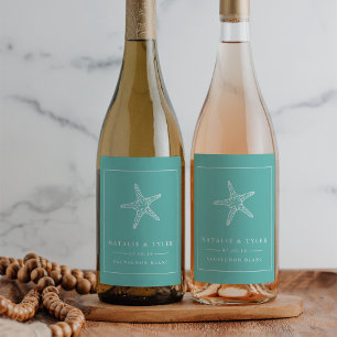 Summer Starfish Wedding Favour Wine Labels