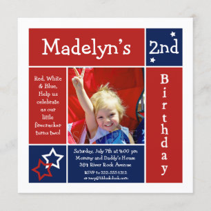 Summer Stars Patriotic Birthday Invitations