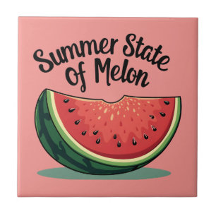 Summer State of Melon Retro Fruit Art Ceramic Tile