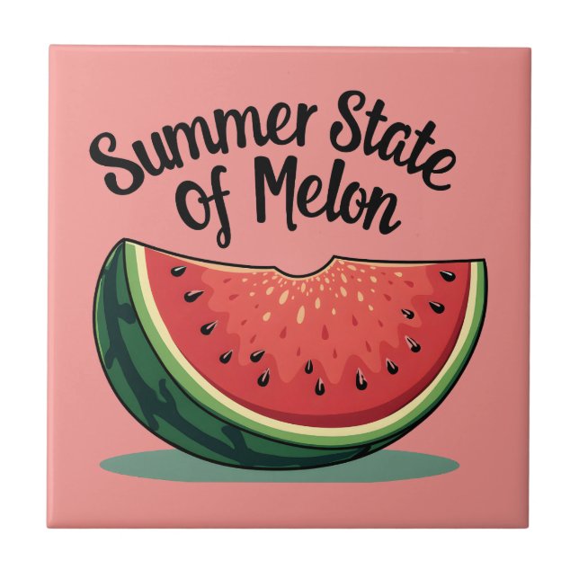 Summer State of Melon Retro Fruit Art Ceramic Tile (Front)